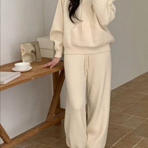 니트후드팬츠세트 니트셋업 아이보리