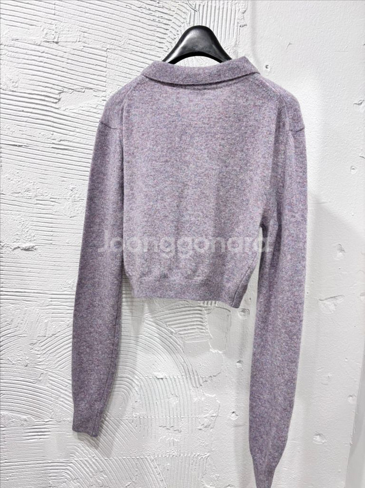 (11/9업뎃) 다이애그널 보라 카라 크롭니트 가디건--6