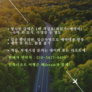 11월15일 토요일 한화리조트 대천파로스 스위트룸, 뽀로로룸 숙박 예약 양도