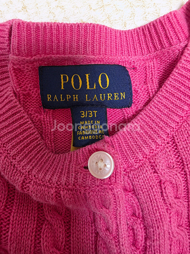 폴로 랄프로렌 키즈 케이블 니트 가디건 3T--1