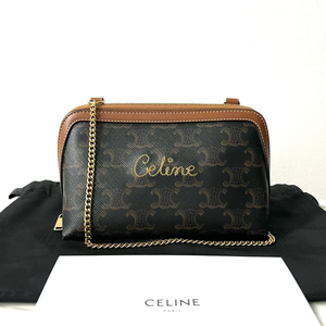 [S급/정품] 셀린느 트리옹프 자수 로고 체인 클러치 가방 크로스백