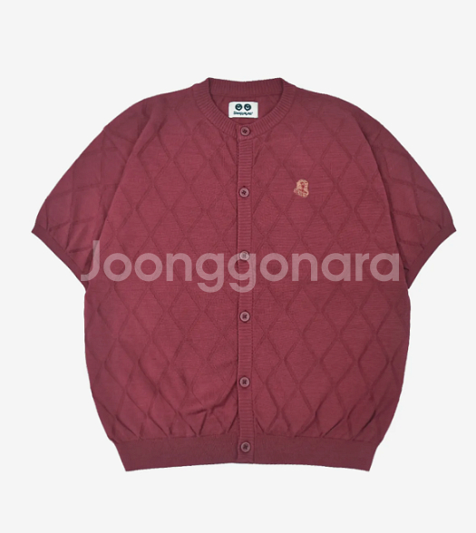 남자 레드 반팔 가디건--0