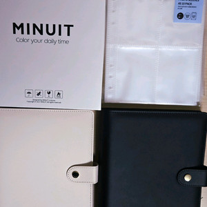 미뉴잇 a5 마카롱 바인더 아이보리 블랙 포토카드 양면 속지 미개봉