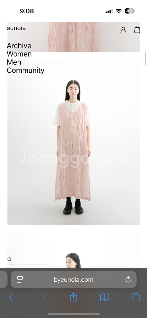 유노이아 크리즈 슬리브리스 드레스--2