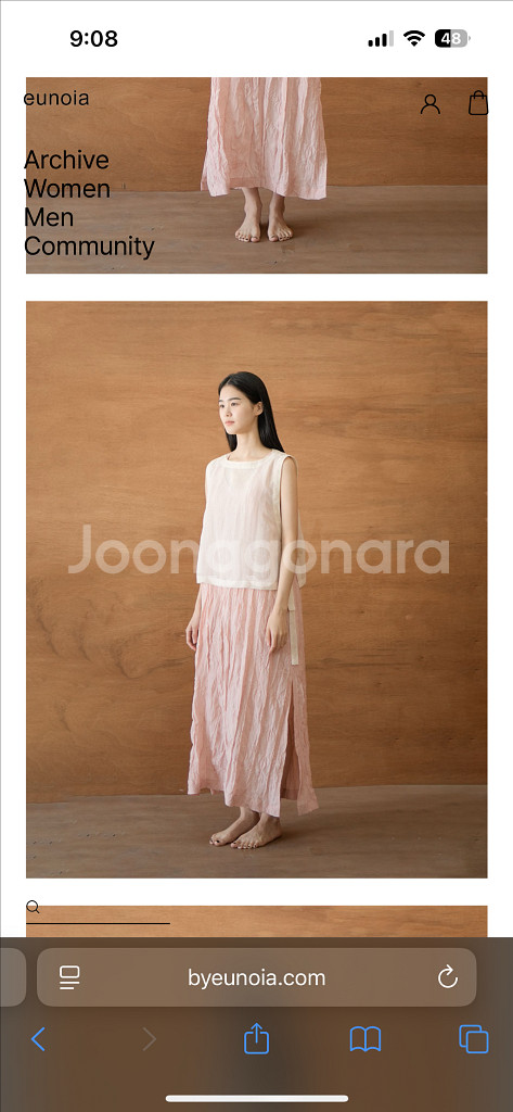 유노이아 크리즈 슬리브리스 드레스--5