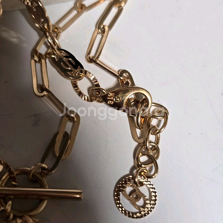 18k 핑크골드 컷팅하트 토글바 클립목걸이--6