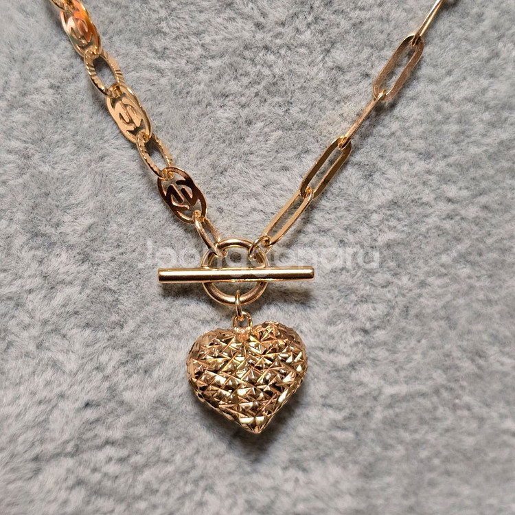 18k 핑크골드 컷팅하트 토글바 클립목걸이--8