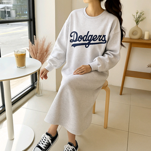 기모 루즈핏 맨투맨 롱원피스(2color)ㅡ무배