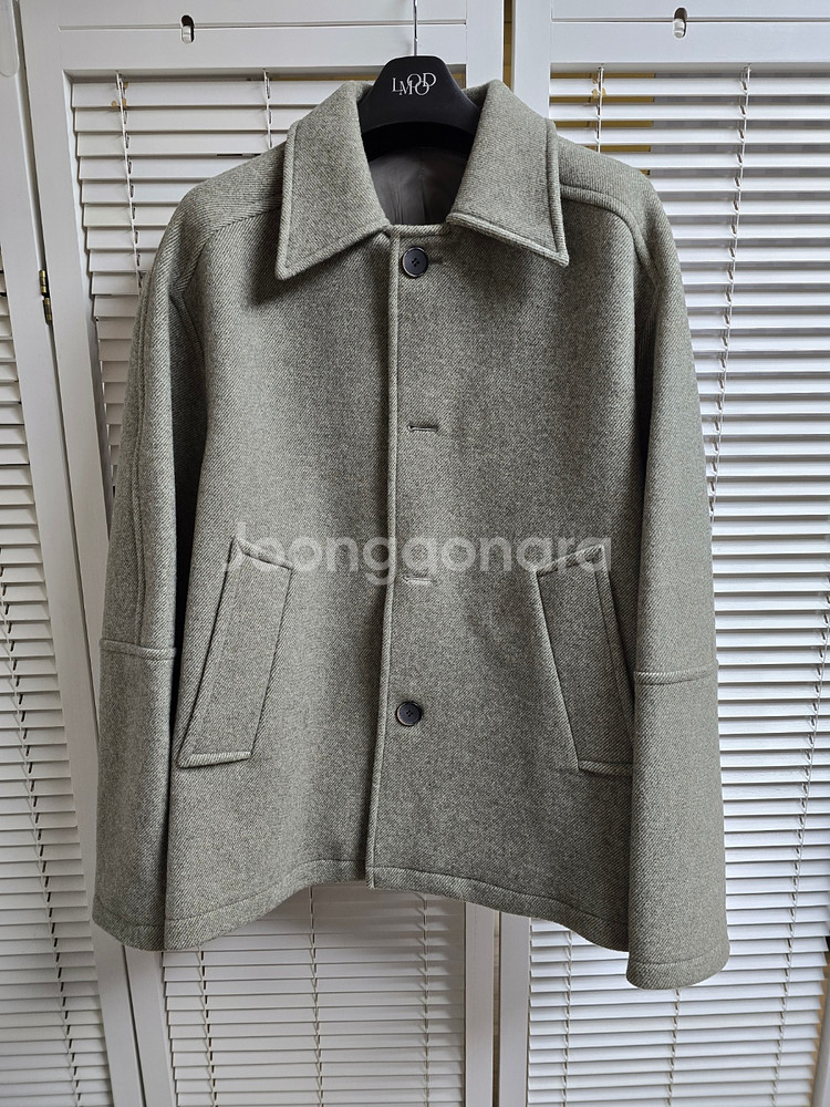 엘무드(LMOOD) 터틀 하프 코트 트윌 그린 46 Size--3
