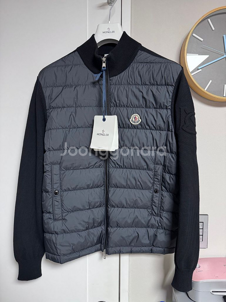 [L] 몽클레어 블랙 울패딩 가디건--0