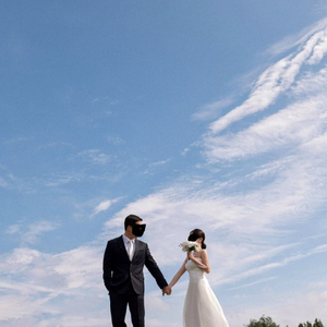 셀프 웨딩 촬영 화이트 오간자 웨딩드레스 XS사이즈