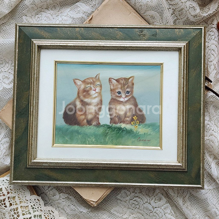 빈티지액자 고양이액자 유화액자 페인팅그림--0