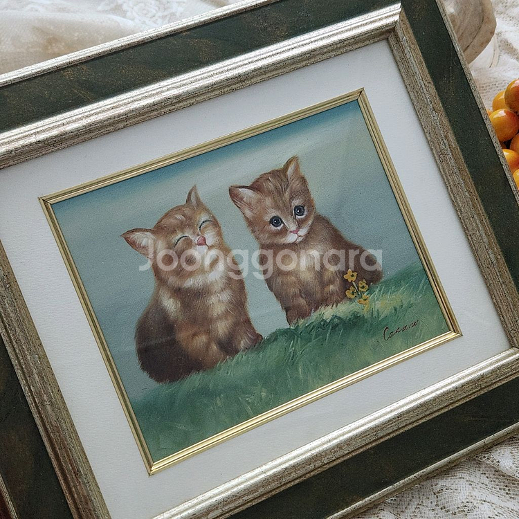 빈티지액자 고양이액자 유화액자 페인팅그림--1