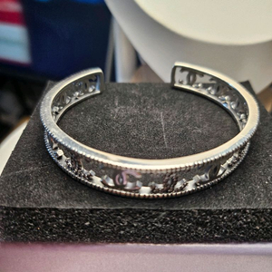 오픈 뱅글 투톤 볼륨 은팔찌