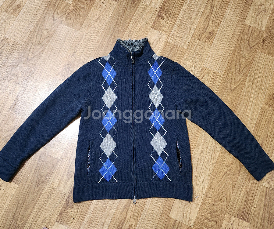 Male&co 집업 니트 가디건 아가일무늬 M사이즈 블루--0