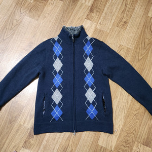 Male&co 집업 니트 가디건 아가일무늬 M사이즈 블루