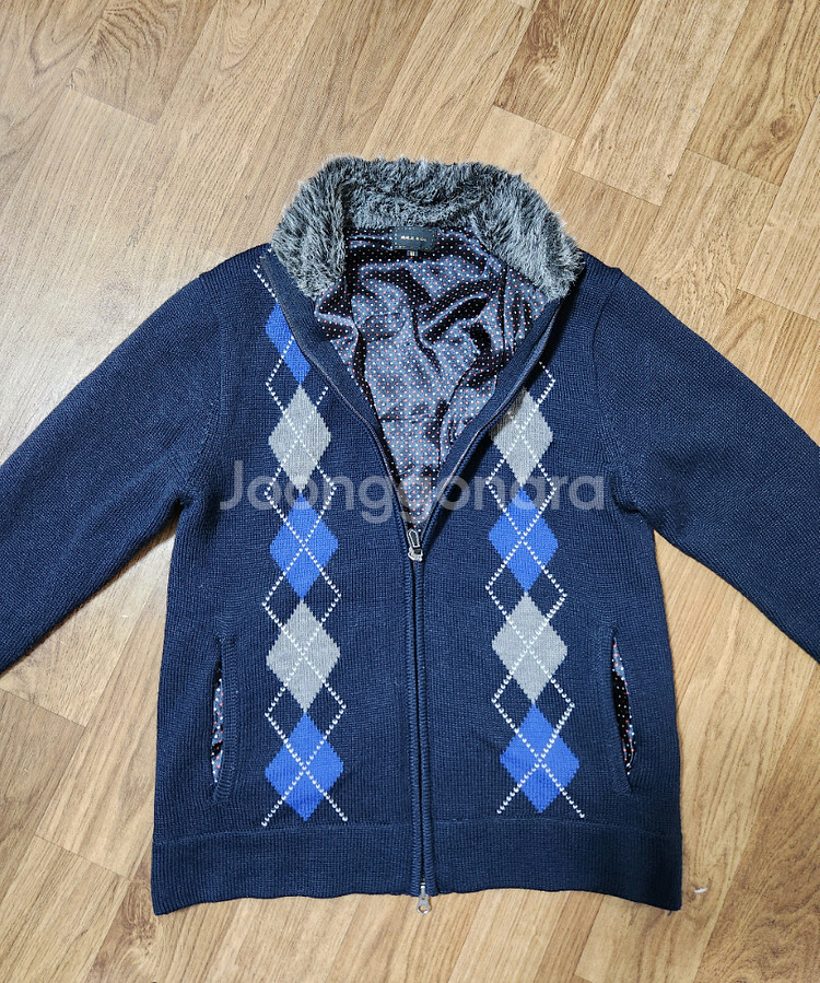 Male&co 집업 니트 가디건 아가일무늬 M사이즈 블루--2