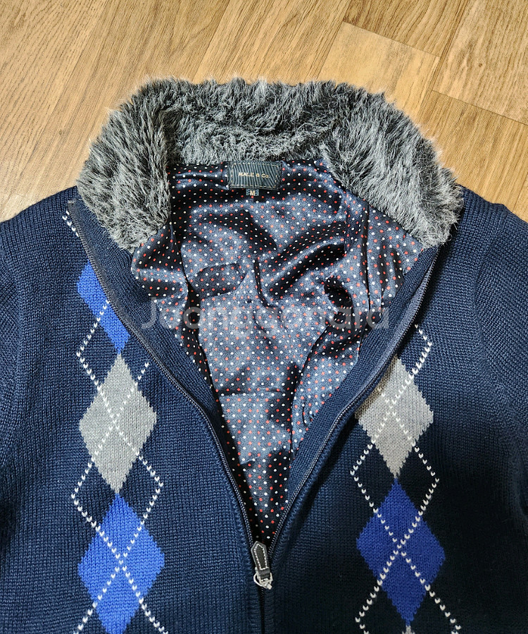 Male&co 집업 니트 가디건 아가일무늬 M사이즈 블루--1