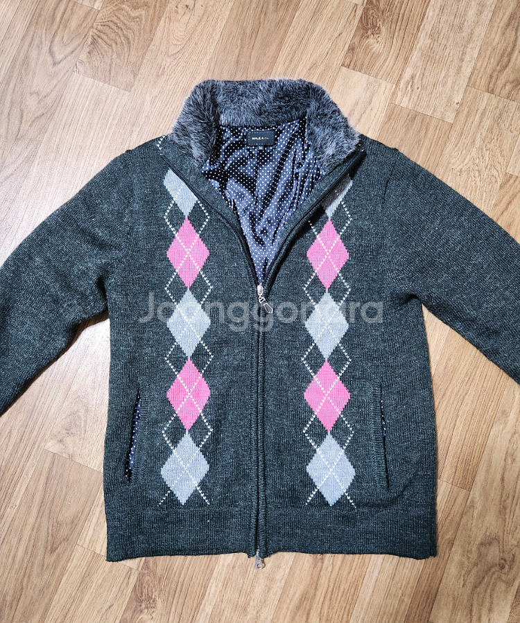 Male&co 집업 니트 가디건 아가일무늬 M사이즈 그레이--2