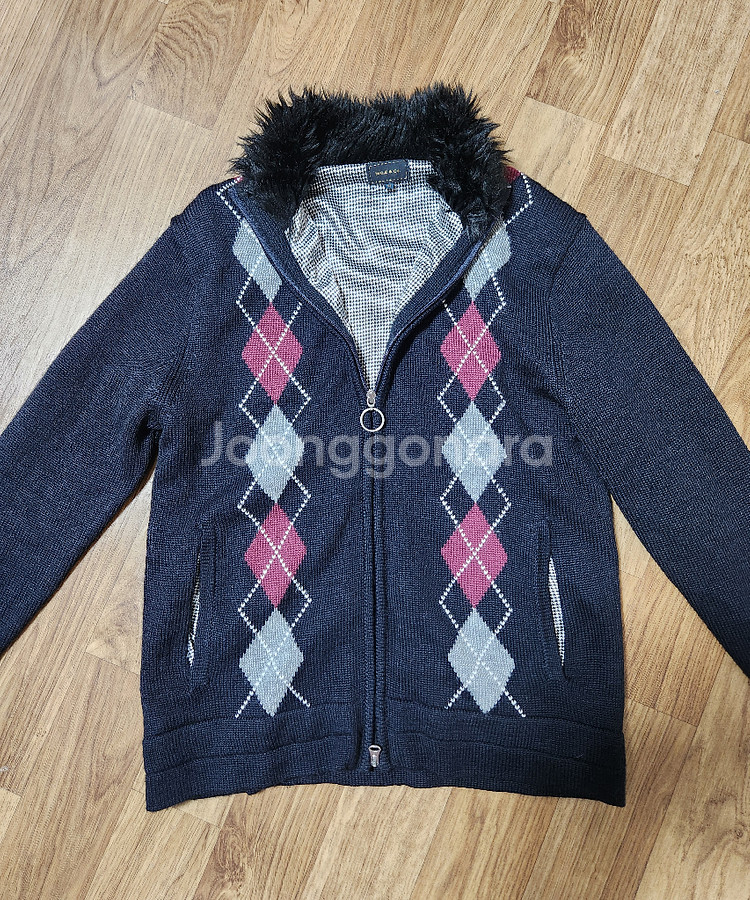 Male&co 집업 니트 가디건 아가일무늬 M사이즈 블랙--2