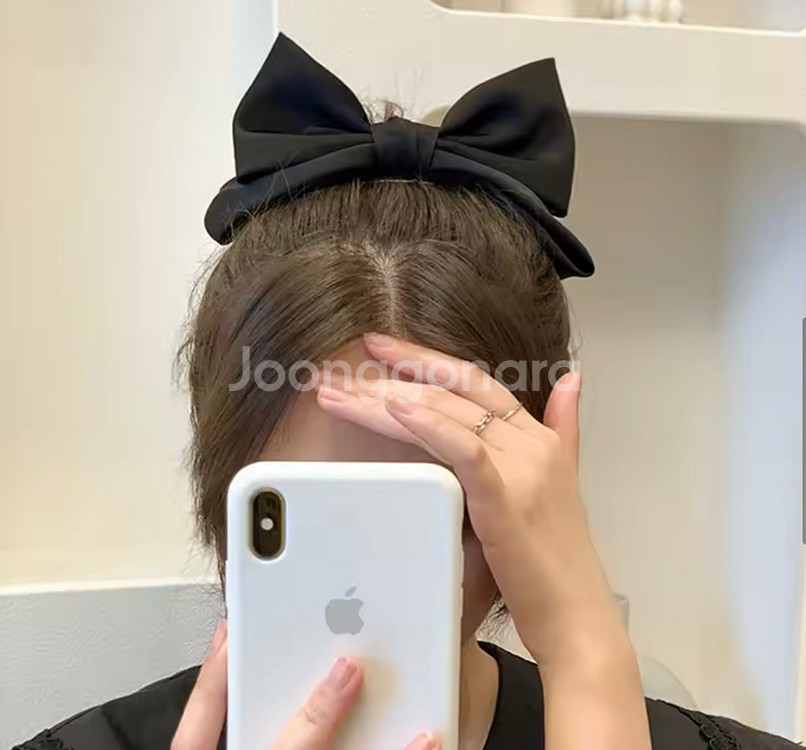 블랙 리본 헤어핀--1