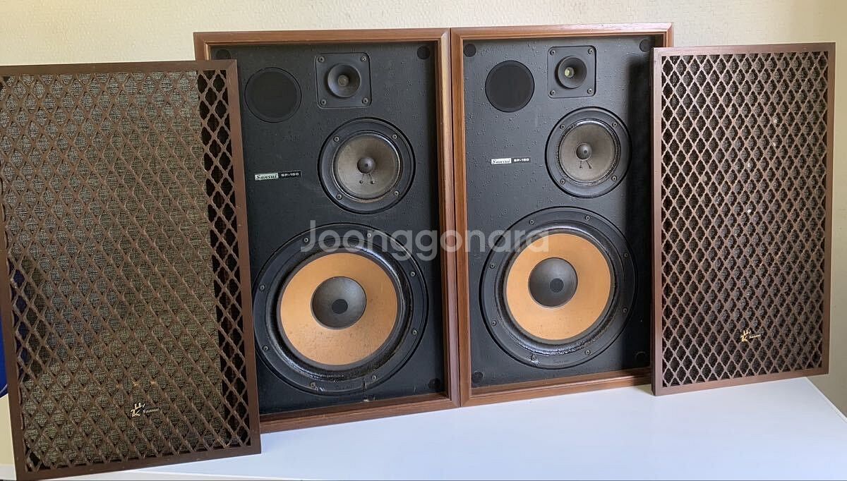 산수이 sp-150 빈티지 대형 궤짝 스피커 1조/레트로 오디오 앤틱 엔틱 가게 카페 매장 하이파이 사운드 음악감상--0