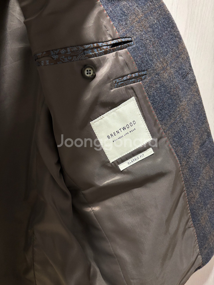 코오롱 브렌트우드 체크울자켓105--1