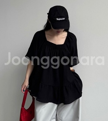 [새제품] 모네 블랙 블라우스--0