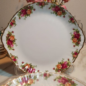 영국로얄알버트 황실장미 투핸들 케익접시31.5cm 새상