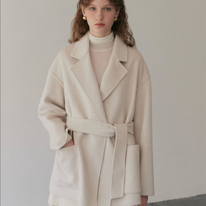 오스트카카 벨티드 캐시미어 핸드메이드 코트 오트밀 s