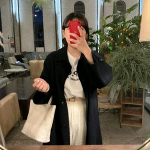 은조미 네이비 롱코트