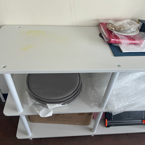 화이트 나무 3단 수납장