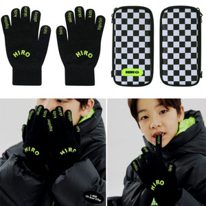 (10%할인가)히로 체커필통 펜슬케이스/히로장갑 레터링 블랙 L