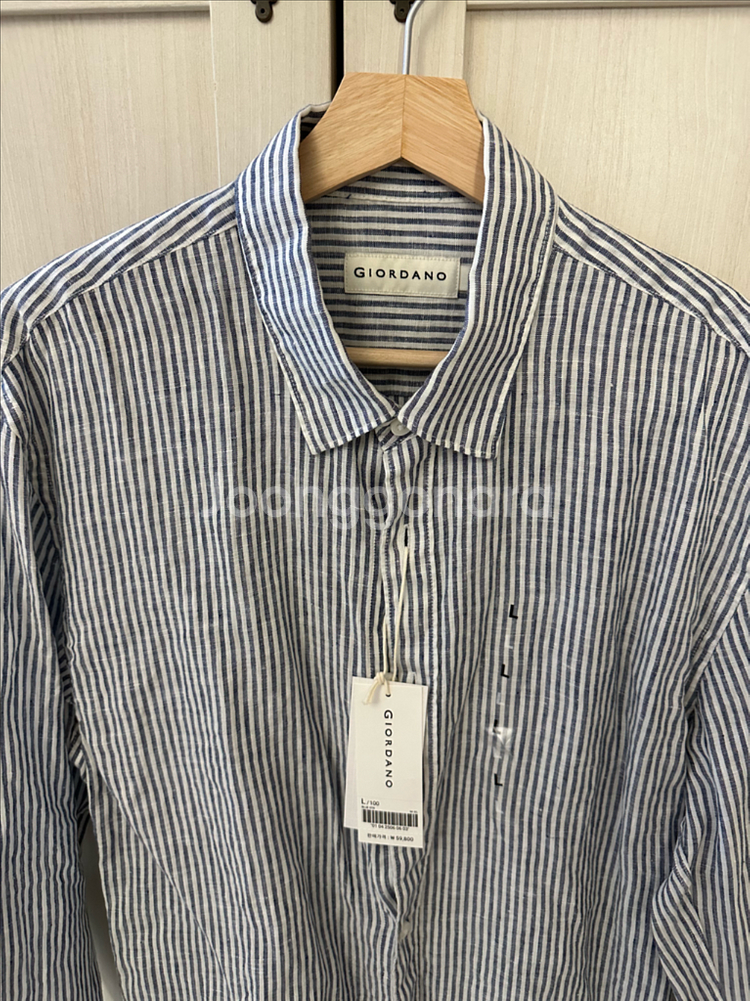 [L] 지오다노 스트라이프 린넨 셔츠--1