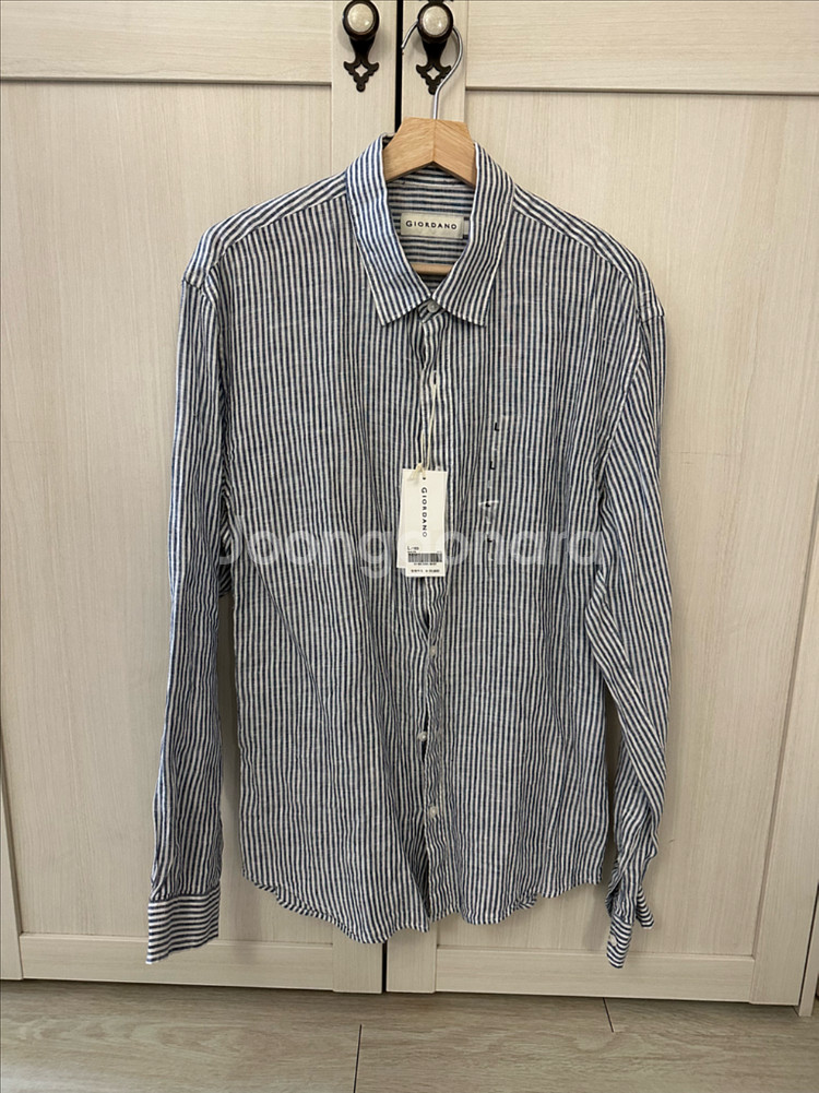 [L] 지오다노 스트라이프 린넨 셔츠--0