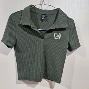 여성 골지 니트 크롭티