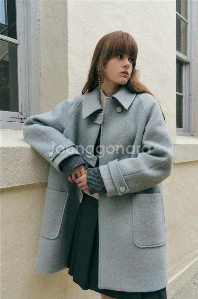 마론에디션 부클 하프 코트-스카이블루--0