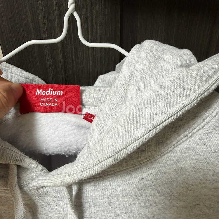 슈프림 로고 후드티 그레이 M (기모)--2