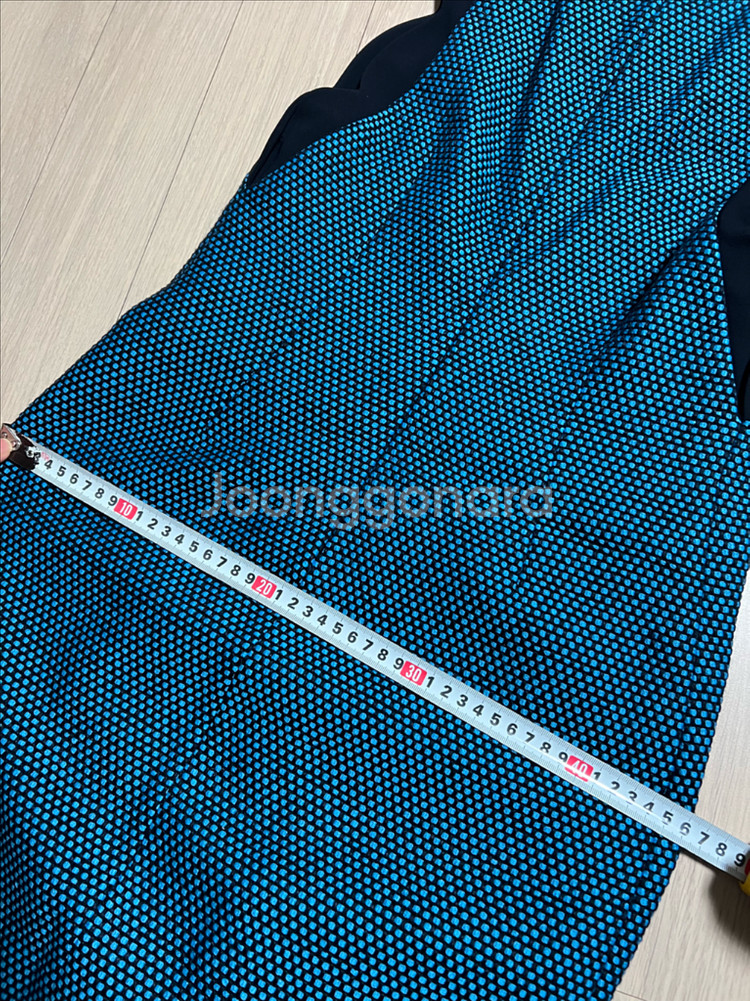 끌로디피에로 물결 스캘럽 민소매 원피스 나시 블루 하객룩 트위드 마쥬산드로--5