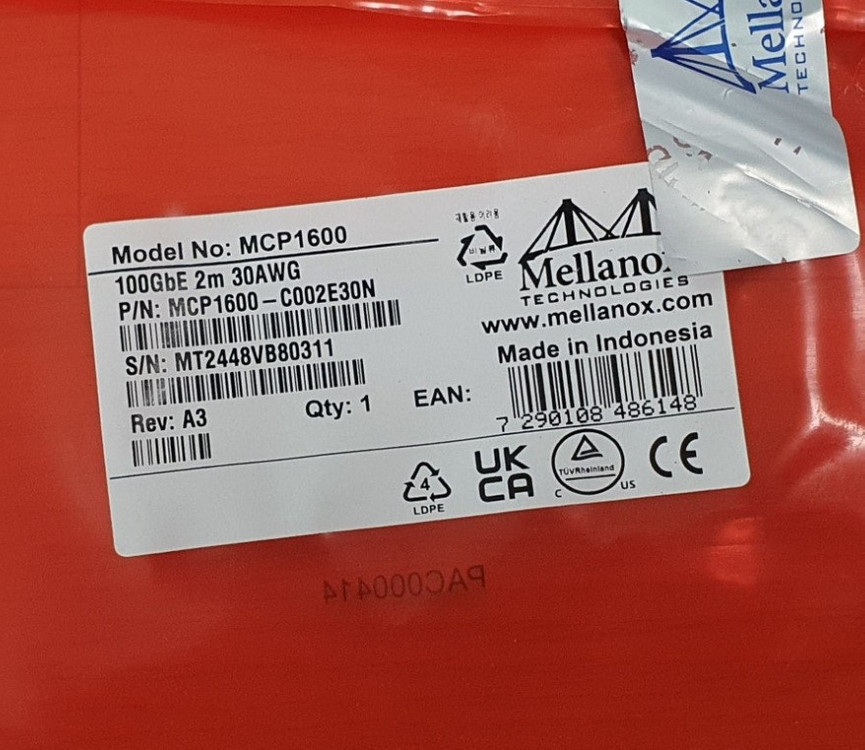 멜라녹스 100G QSFP28 DAC 케이블 - 3M, 2M 이더넷 케이블--3