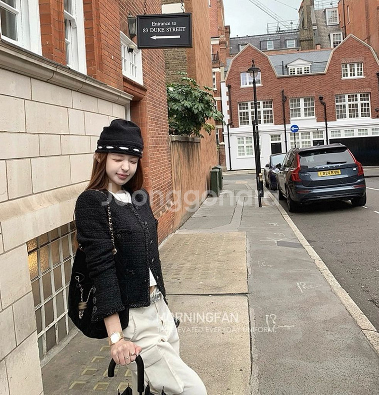 완벽 여성 블랙 트위드자켓--3