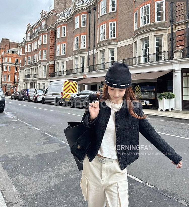 완벽 여성 블랙 트위드자켓--5