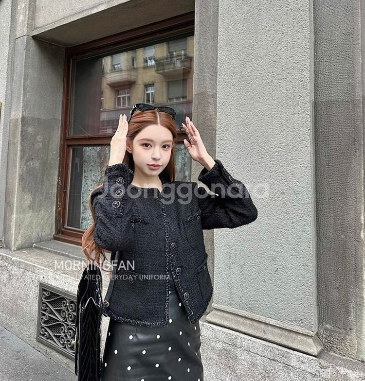 완벽 여성 블랙 트위드자켓--8