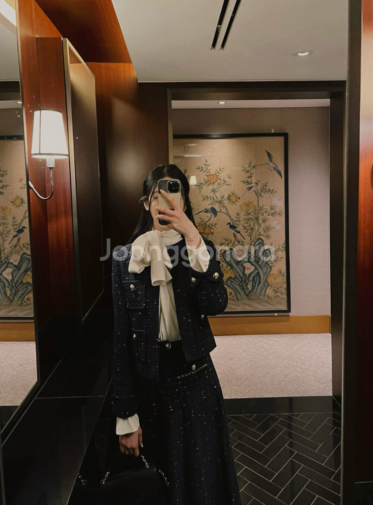 이부베 블랙 트위드 자켓 스커트 세트--2