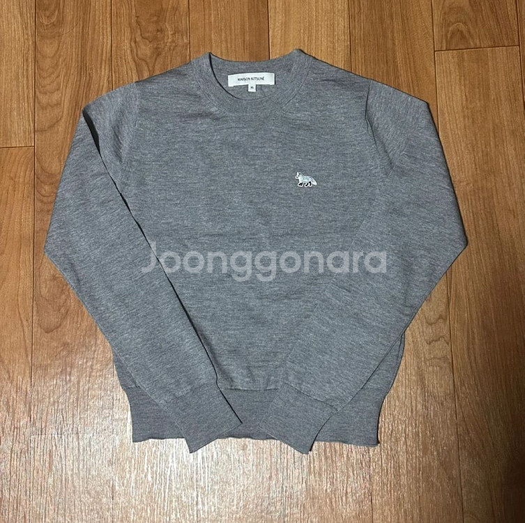 메종키츠네 베이비폭스 레귤러 니트 - 그레이--4