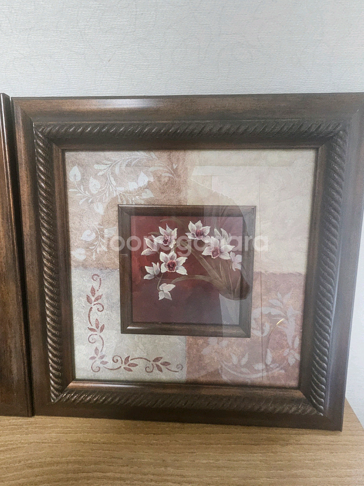 장미 꽃무늬 액자 2점 세트--2