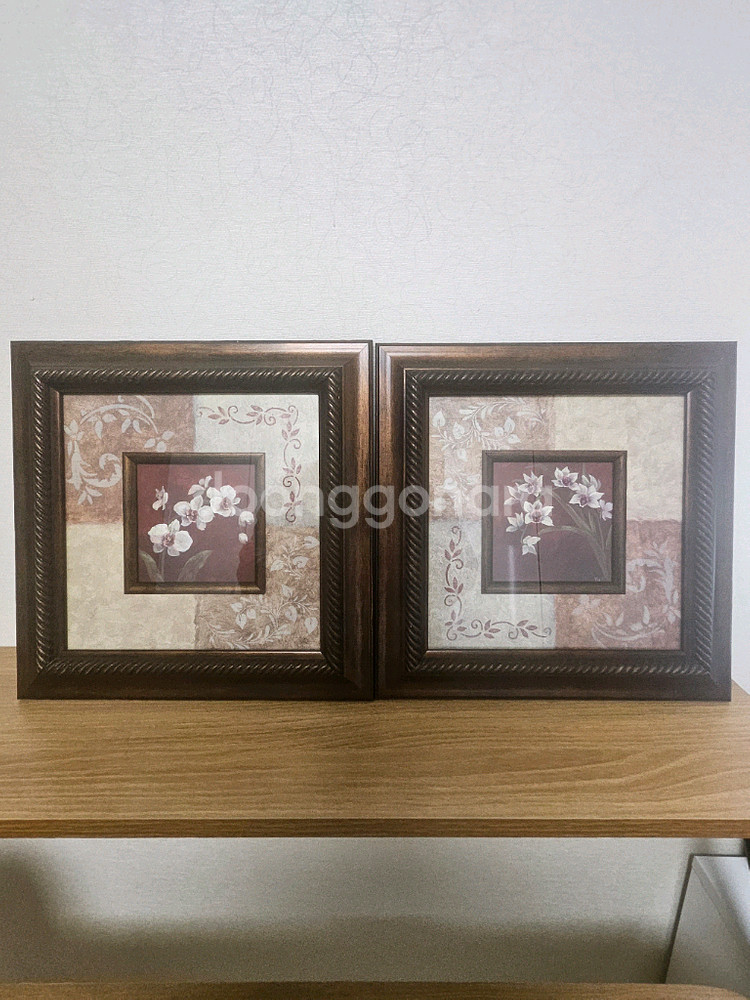 장미 꽃무늬 액자 2점 세트--0