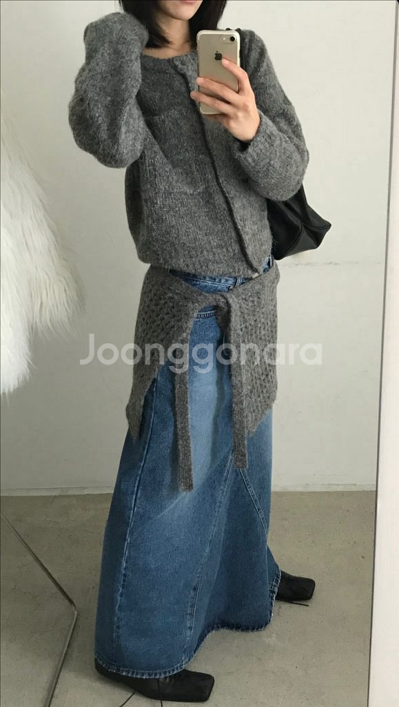 <새상품> 알파카 가디건 랩스커트 세트 4color--6