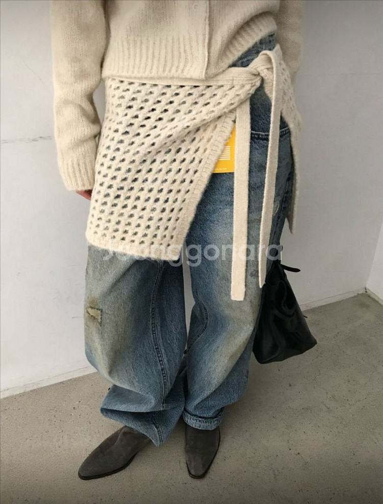 <새상품> 알파카 가디건 랩스커트 세트 4color--8