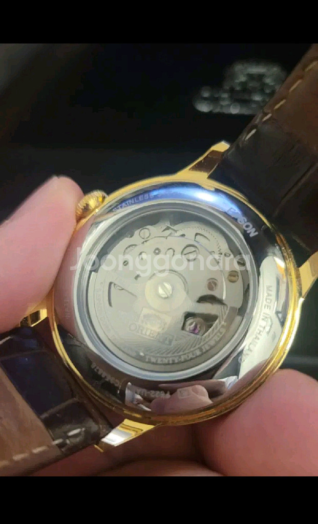 오리엔트 밤비노 스몰세컨즈 골드 가죽 시계 정품--4